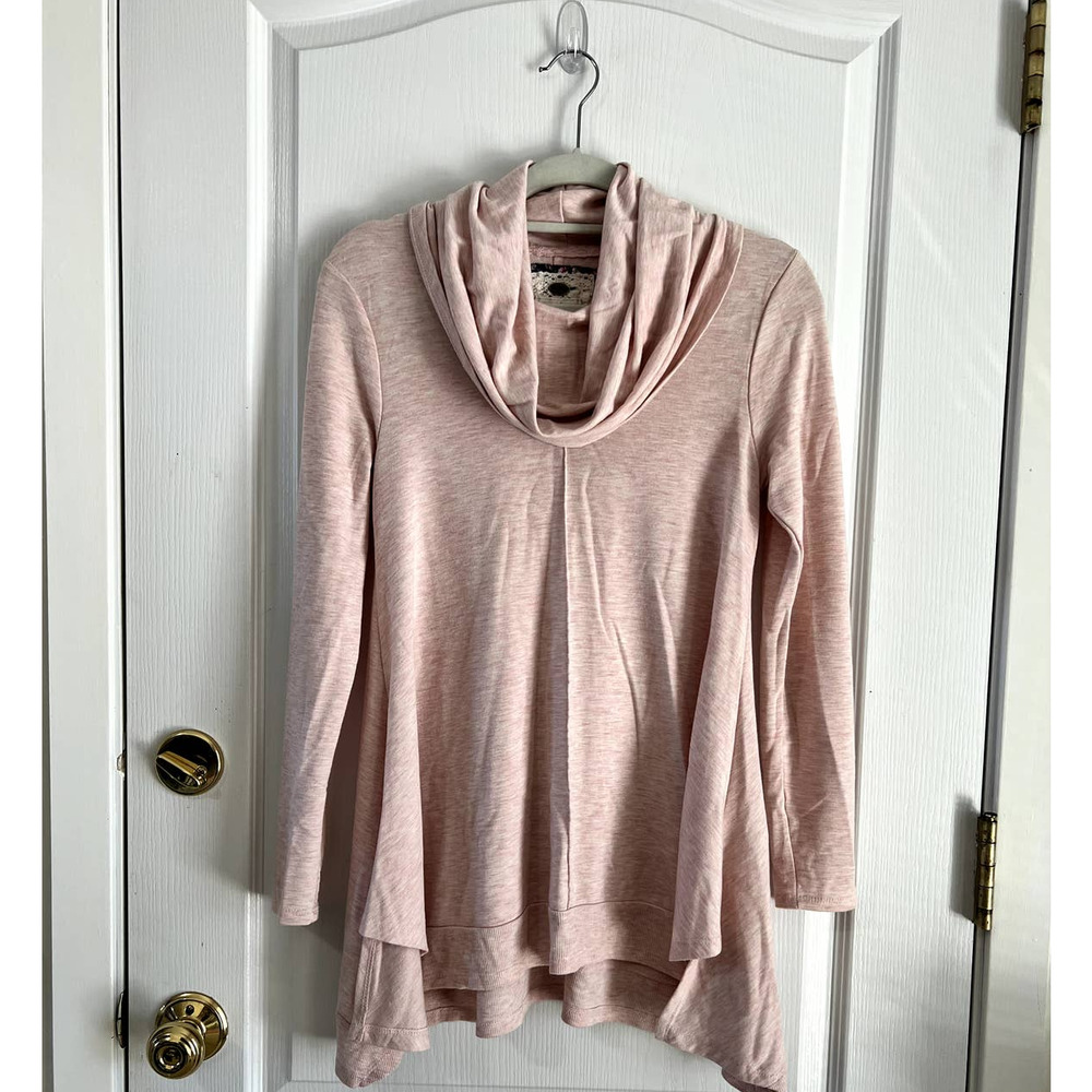 Cupio Light Pink Cowl Neck Long Sleeve Pullover Tunic Size S
